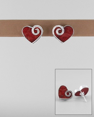 Boucles Corail coeur pin